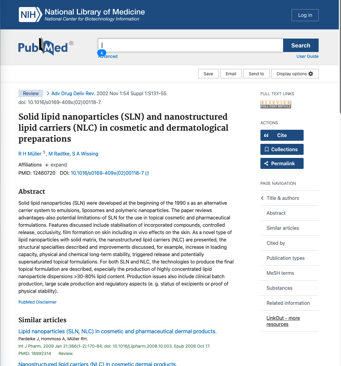 Müller et al., 2002 — 화장품 나노 전달 논문
